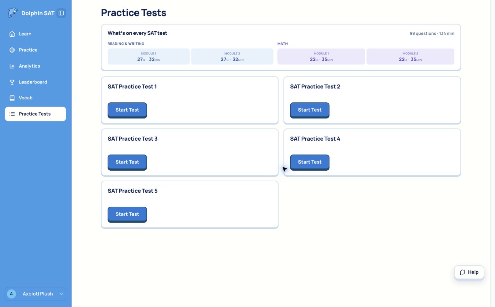 Practice tests in Dolphin